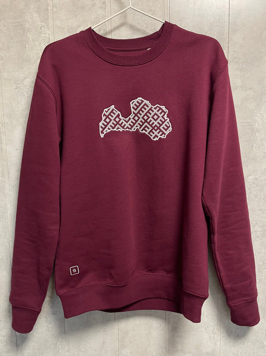 Unisex džemperis ar Latvijas kontūru krustdūrienā